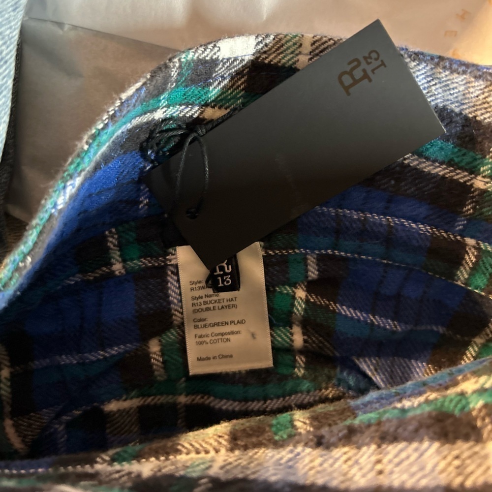 R13 NWT Plaid Bucket Hat - Picture 6 of 6